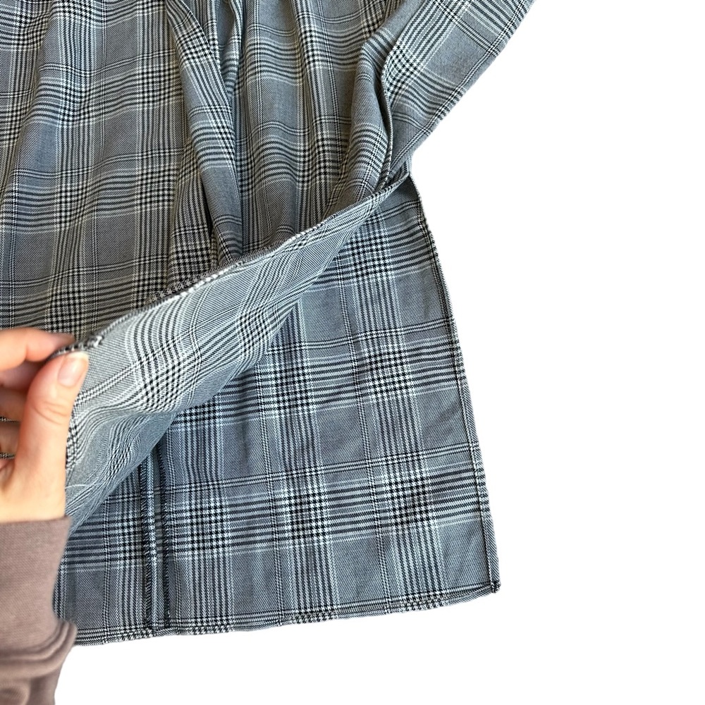 ZARA gray plaid checkered puff sleeve dress M - Picture 12 of 13